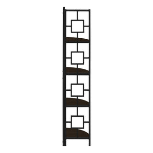 HomeRoots 62" Espresso Metal Corner Bookcase - Stylish Space-Saving Design for Home Office & Living Room Décor 376527