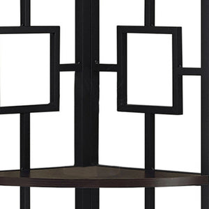 HomeRoots 62" Espresso Metal Corner Bookcase - Stylish Space-Saving Design for Home Office & Living Room Décor 376527