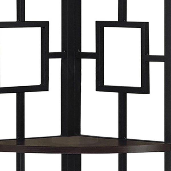 HomeRoots 62" Espresso Metal Corner Bookcase - Stylish Space-Saving Design for Home Office & Living Room Décor 376527