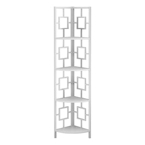 Homeroots 62" White Metal Corner Bookcase   376528