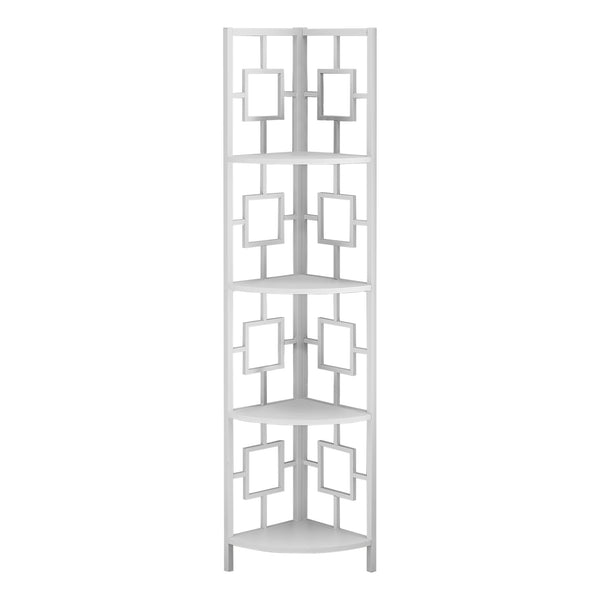 Homeroots 62" White Metal Corner Bookcase   376528