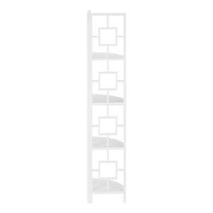 HomeRoots 62" White Metal Corner Bookcase - Stylish Four-Tier Storage for Small Spaces & Modern Decor Solutions 376528