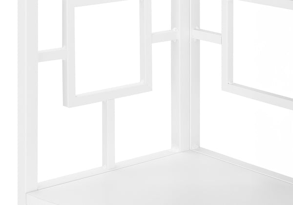 HomeRoots 62" White Metal Corner Bookcase - Stylish Four-Tier Storage for Small Spaces & Modern Decor Solutions 376528