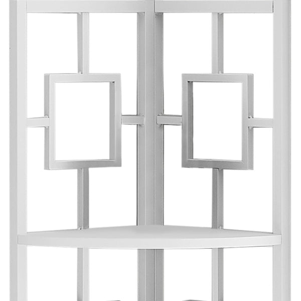 Homeroots 62" White Metal Corner Bookcase   376528