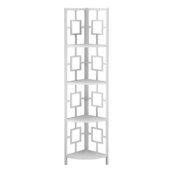 Homeroots 62" White Metal Corner Bookcase   376528