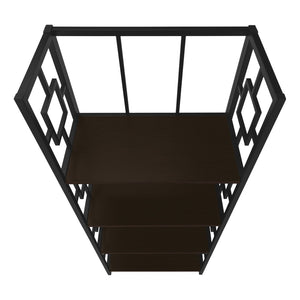 HomeRoots 62" Espresso Metal Geometric Bookcase - Stylish Space-Saving Storage for Modern Homes & Offices 376531
