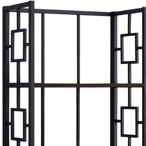 HomeRoots 62" Espresso Metal Geometric Bookcase - Stylish Space-Saving Storage for Modern Homes & Offices 376531