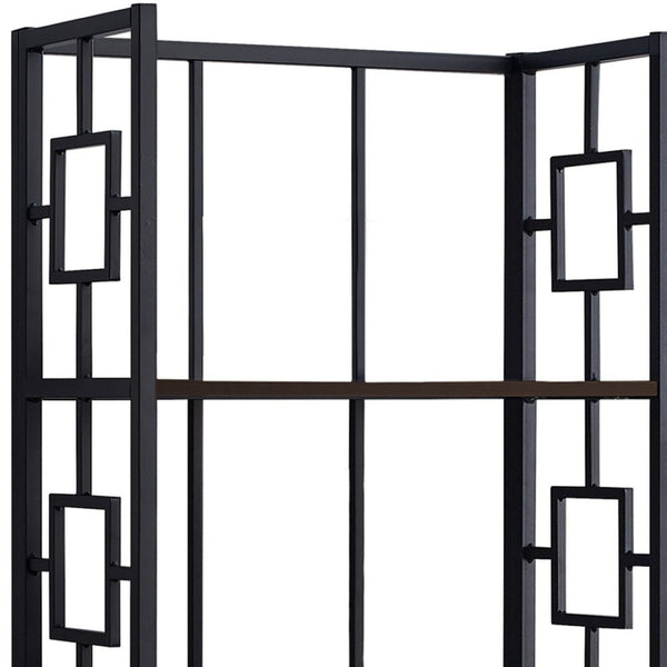 HomeRoots 62" Espresso Metal Geometric Bookcase - Stylish Space-Saving Storage for Modern Homes & Offices 376531