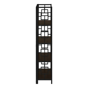 HomeRoots 62" Espresso Metal Geometric Bookcase - Stylish Space-Saving Storage for Modern Homes & Offices 376531