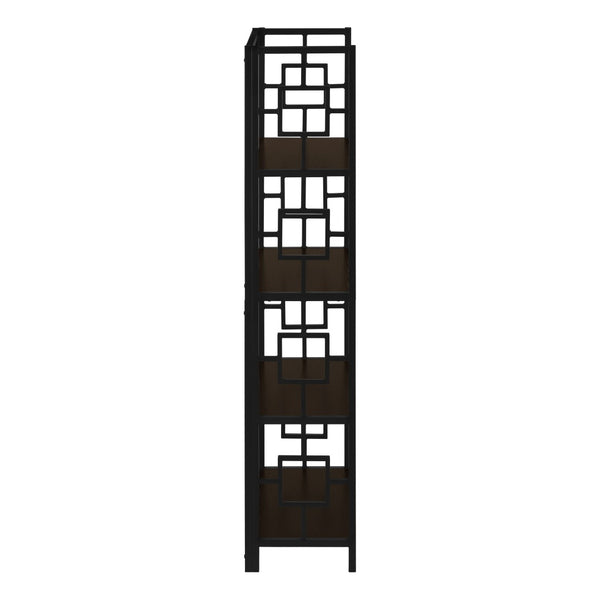HomeRoots 62" Espresso Metal Geometric Bookcase - Stylish Space-Saving Storage for Modern Homes & Offices 376531