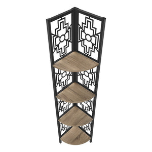 HomeRoots Taupe Metal Four-Tier Corner Bookcase – Stylish Space-Saving Storage for Modern Home Decor & Organization 376534