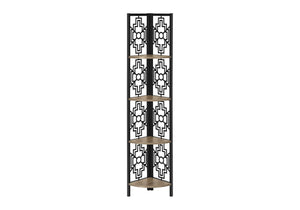 HomeRoots Taupe Metal Four-Tier Corner Bookcase – Stylish Space-Saving Storage for Modern Home Decor & Organization 376534