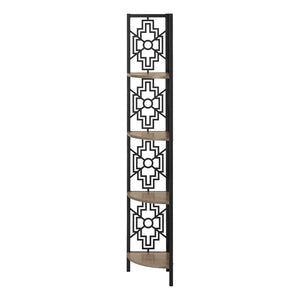 HomeRoots Taupe Metal Four-Tier Corner Bookcase – Stylish Space-Saving Storage for Modern Home Decor & Organization 376534