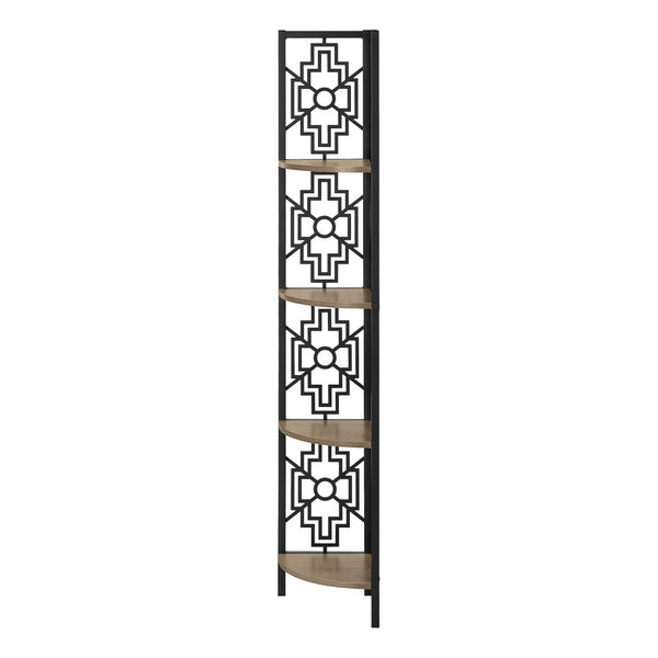 HomeRoots Taupe Metal Four-Tier Corner Bookcase – Stylish Space-Saving Storage for Modern Home Decor & Organization 376534
