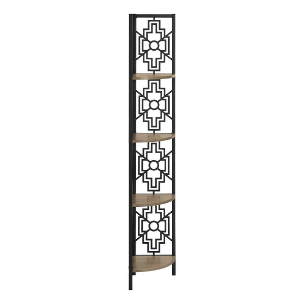 HomeRoots Taupe Metal Four-Tier Corner Bookcase – Stylish Space-Saving Storage for Modern Home Decor & Organization 376534