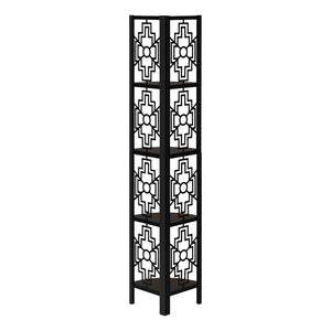 HomeRoots Espresso Metal Corner Bookcase - Stylish Four-Tier Storage Solution for Modern Living Spaces & Offices 376535