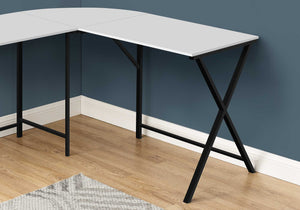 Homeroots 55" White And Black L Shape Computer Desk   376540