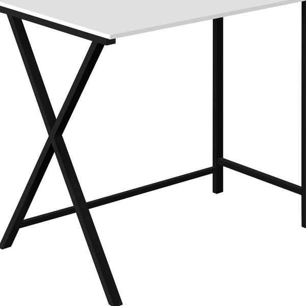Homeroots 55" White And Black L Shape Computer Desk   376540