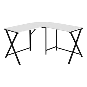 Homeroots 55" White And Black L Shape Computer Desk   376540