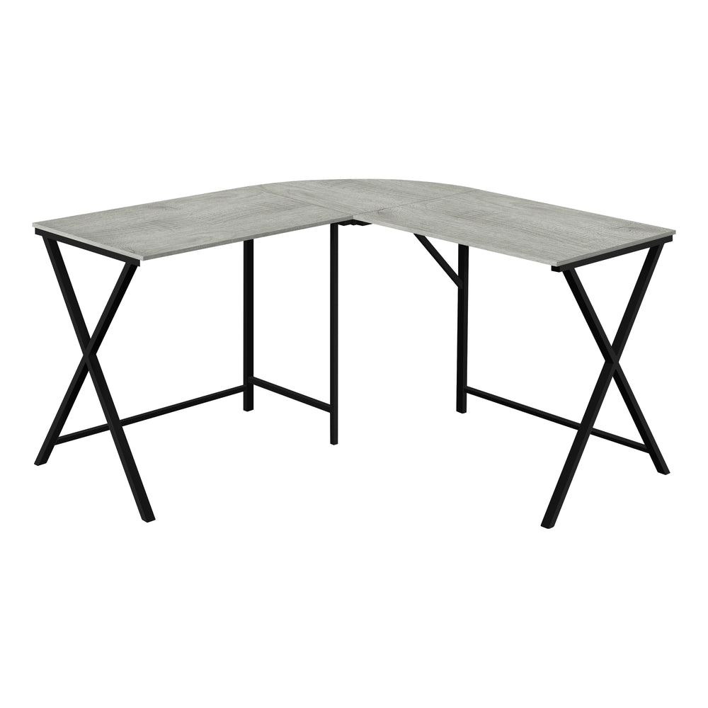 Homeroots 55" Gray And Black L Shape Computer Desk   376541