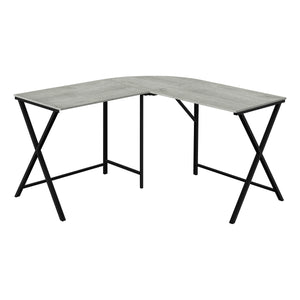 Homeroots 55" Gray And Black L Shape Computer Desk   376541