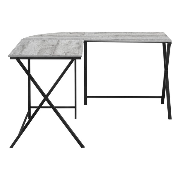 HomeRoots 55" Contemporary Gray and Black L-Shaped Computer Desk for Home Office - Modern, Sturdy, Spacious Workstation 376541