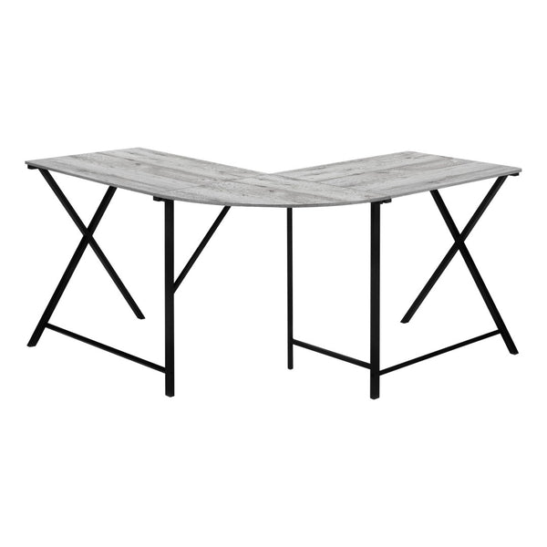 HomeRoots 55" Contemporary Gray and Black L-Shaped Computer Desk for Home Office - Modern, Sturdy, Spacious Workstation 376541