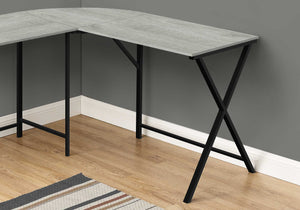Homeroots 55" Gray And Black L Shape Computer Desk   376541