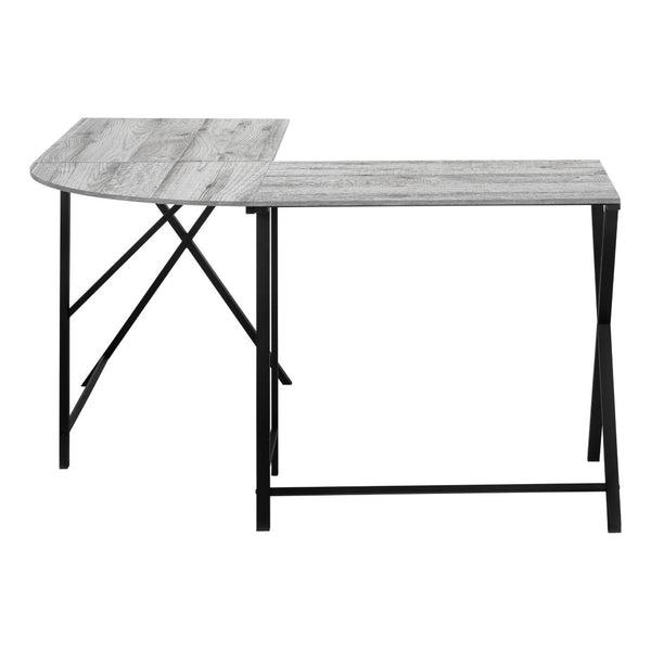 HomeRoots 55" Contemporary Gray and Black L-Shaped Computer Desk for Home Office - Modern, Sturdy, Spacious Workstation 376541
