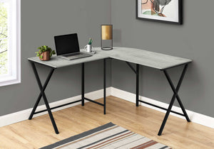 Homeroots 55" Gray And Black L Shape Computer Desk   376541