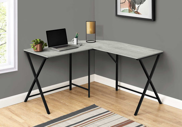Homeroots 55" Gray And Black L Shape Computer Desk   376541