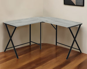 Homeroots 55" Gray And Black L Shape Computer Desk   376541