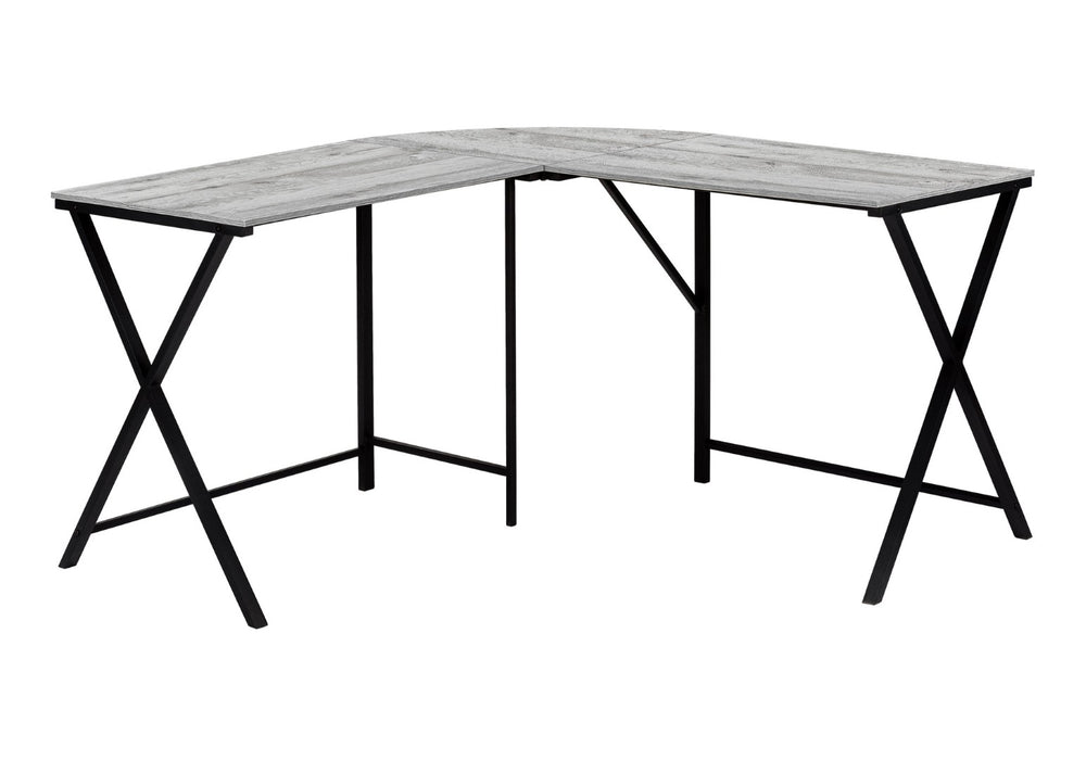 HomeRoots 55" Contemporary Gray and Black L-Shaped Computer Desk for Home Office - Modern, Sturdy, Spacious Workstation 376541