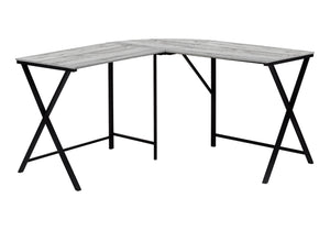 HomeRoots 55" Contemporary Gray and Black L-Shaped Computer Desk for Home Office - Modern, Sturdy, Spacious Workstation 376541