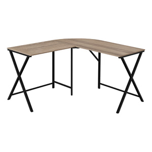Homeroots 55" Taupe And Black L Shape Computer Desk   376542