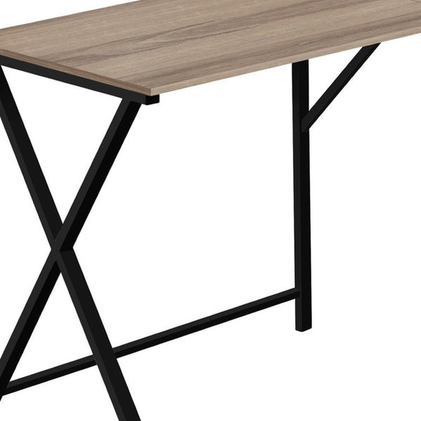 HomeRoots 55" Modern Taupe & Black L-Shaped Computer Desk for Home Office, Study, or Remote Work Setup 376542