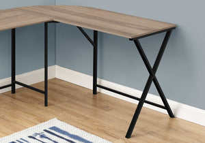 Homeroots 55" Taupe And Black L Shape Computer Desk   376542