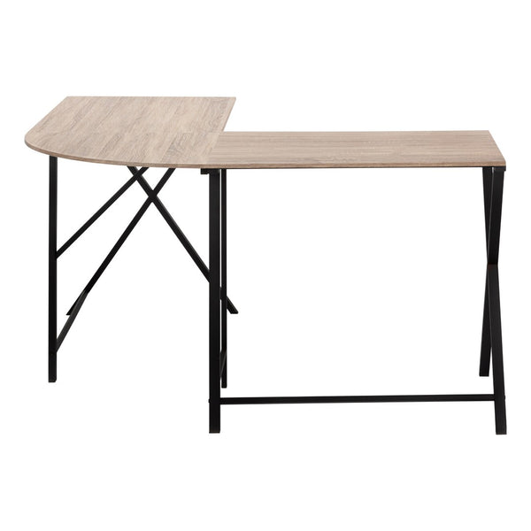 HomeRoots 55" Modern Taupe & Black L-Shaped Computer Desk for Home Office, Study, or Remote Work Setup 376542
