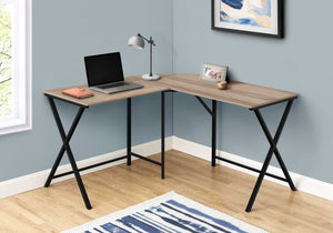 Homeroots 55" Taupe And Black L Shape Computer Desk   376542