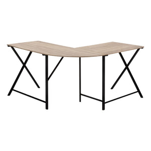 HomeRoots 55" Modern Taupe & Black L-Shaped Computer Desk for Home Office, Study, or Remote Work Setup 376542