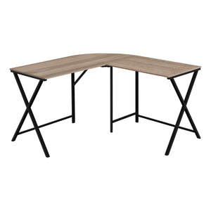 Homeroots 55" Taupe And Black L Shape Computer Desk   376542