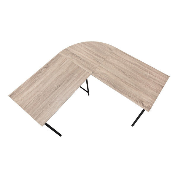 HomeRoots 55" Modern Taupe & Black L-Shaped Computer Desk for Home Office, Study, or Remote Work Setup 376542