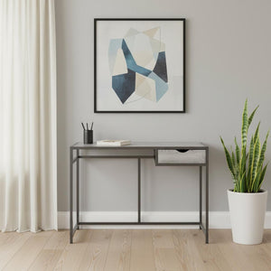 HomeRoots 42" Gray and Dark Gray Computer Desk - Modern Executive Style with Storage for Home Office Spaces 376543