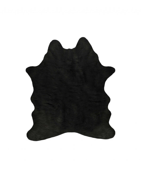 Homeroots 4' X 5' Black Faux Cowhide Washable Area Rug  Faux Cowhide 376624
