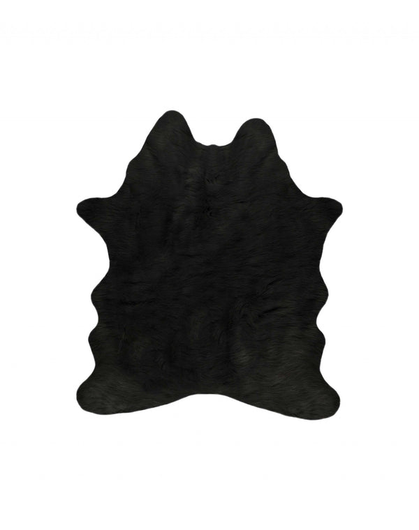 Homeroots 4' X 5' Black Faux Cowhide Washable Area Rug  Faux Cowhide 376624