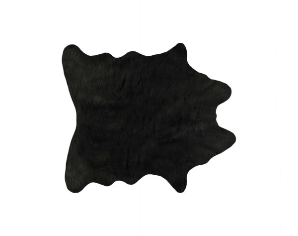 HomeRoots 4' X 5' Black Faux Cowhide Washable Area Rug - Soft, Stylish, Stain-Resistant Accent for Any Space 376624