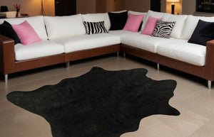 Homeroots 5' X 7' Black Faux Cowhide Area Rug  Acrylic 376625