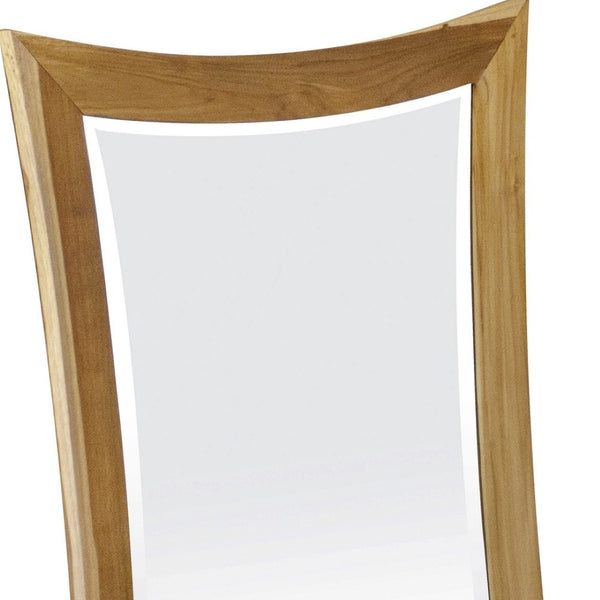 HomeRoots 35" Brown Abstract Wood Framed Mirror – Modern Artistic Design for Bathroom or Vanity Decor Upgrade 376660