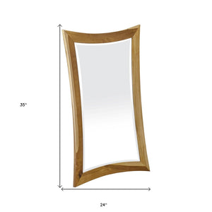 HomeRoots 35" Brown Abstract Wood Framed Mirror – Modern Artistic Design for Bathroom or Vanity Decor Upgrade 376660
