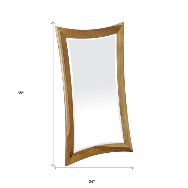 HomeRoots 35" Brown Abstract Wood Framed Mirror – Modern Artistic Design for Bathroom or Vanity Decor Upgrade 376660